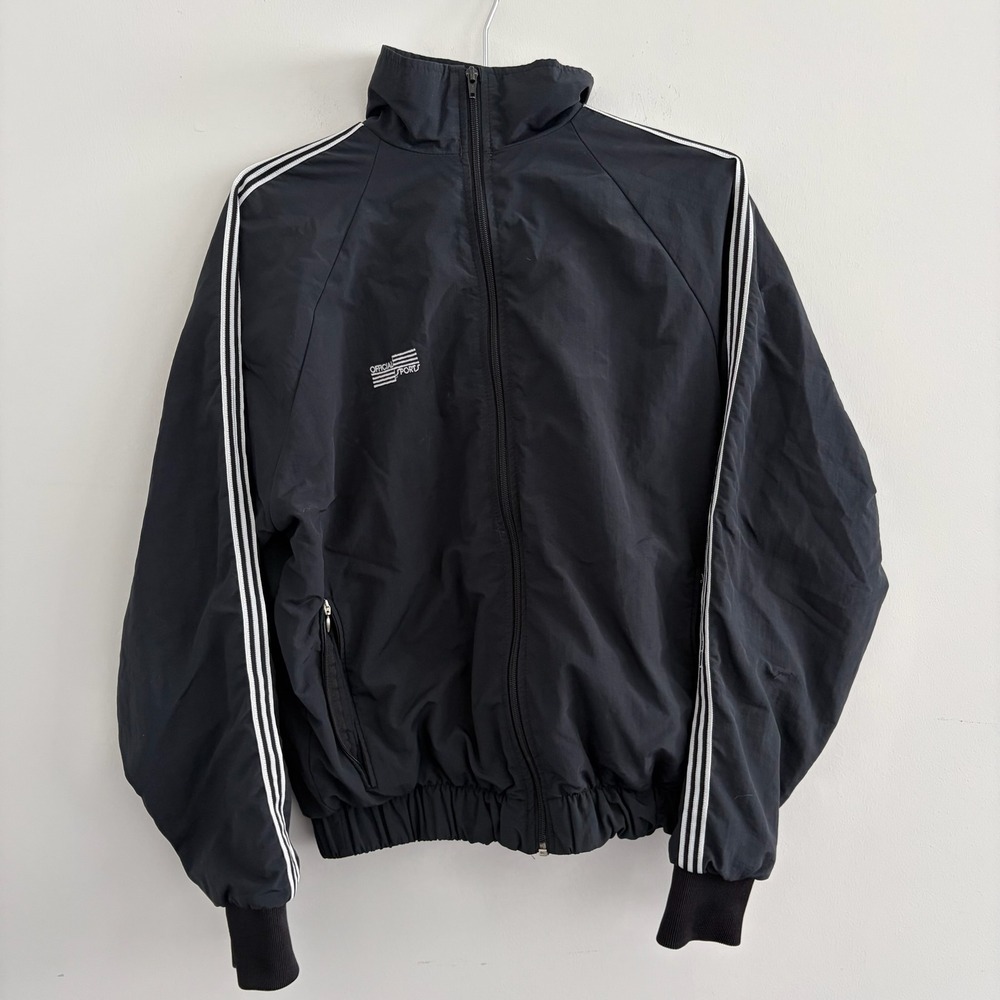 Vintage Official Sports Track Jacket Black Made in USA Mens Large